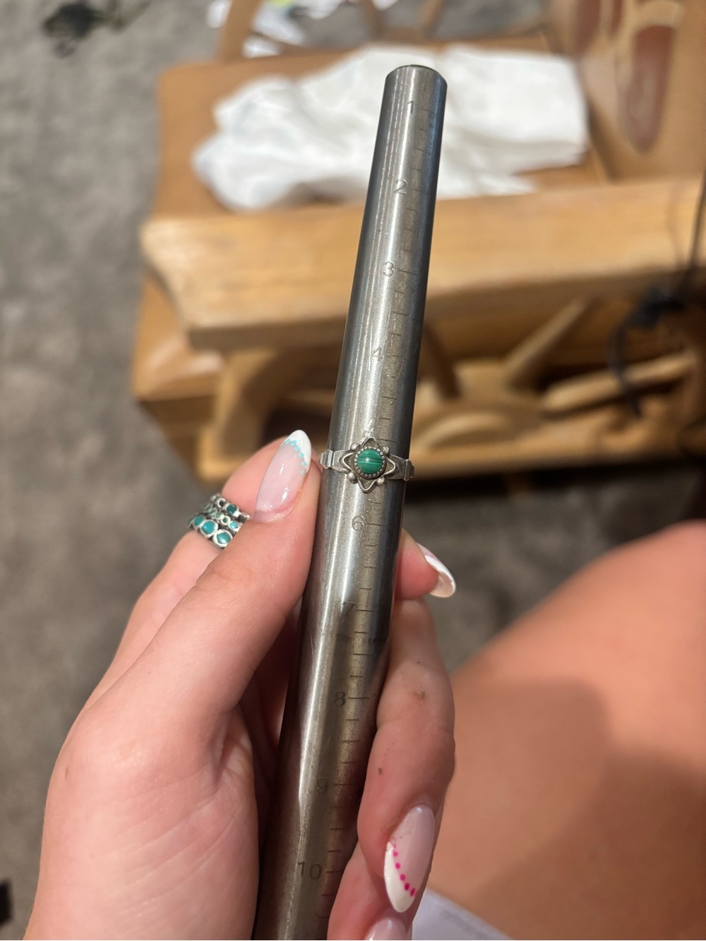 Sterling Silver Turquoise Accent Ring - Green Stone